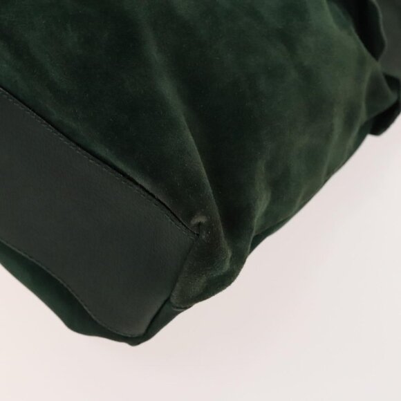 Authentic FENDI Shoulder Bag Suede Green Gold - Picture 6 of 16